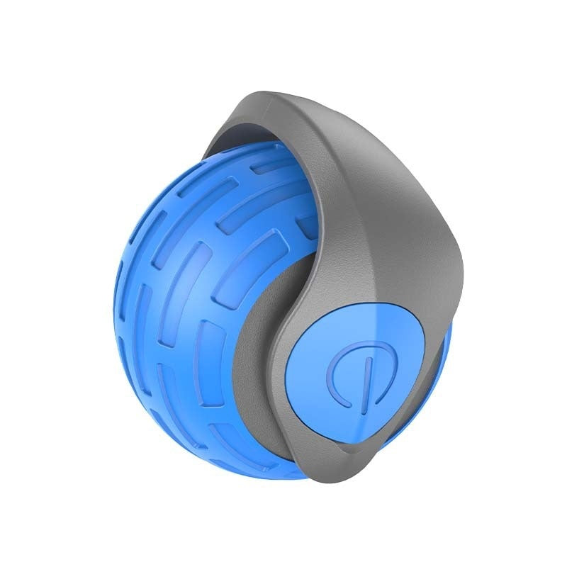 Blue and gray exercise ball on a white background