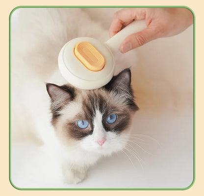 Self-Cleaning Cat & Dog Brush – One-Click Pet Hair Remover & Grooming Comb.