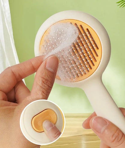 Self-Cleaning Cat & Dog Brush – One-Click Pet Hair Remover & Grooming Comb.