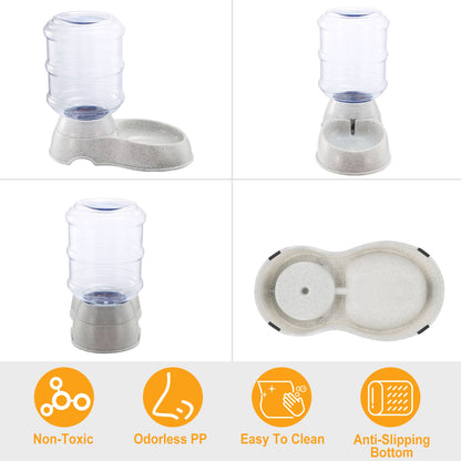 Self-filling gravity pet water dispenser with 3.5L capacity, durable plastic design, and automatic refill feature for continuous pet hydration