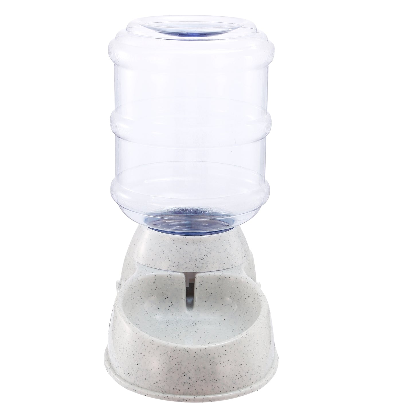 Clear water dispenser with a textured base on a white background