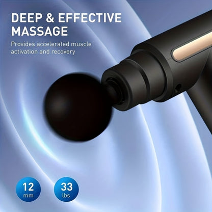 Deep tissue massage gun helping support post-workout muscle recovery