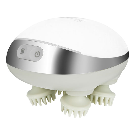 Heated electric scalp massager for relaxation and improved scalp circulation