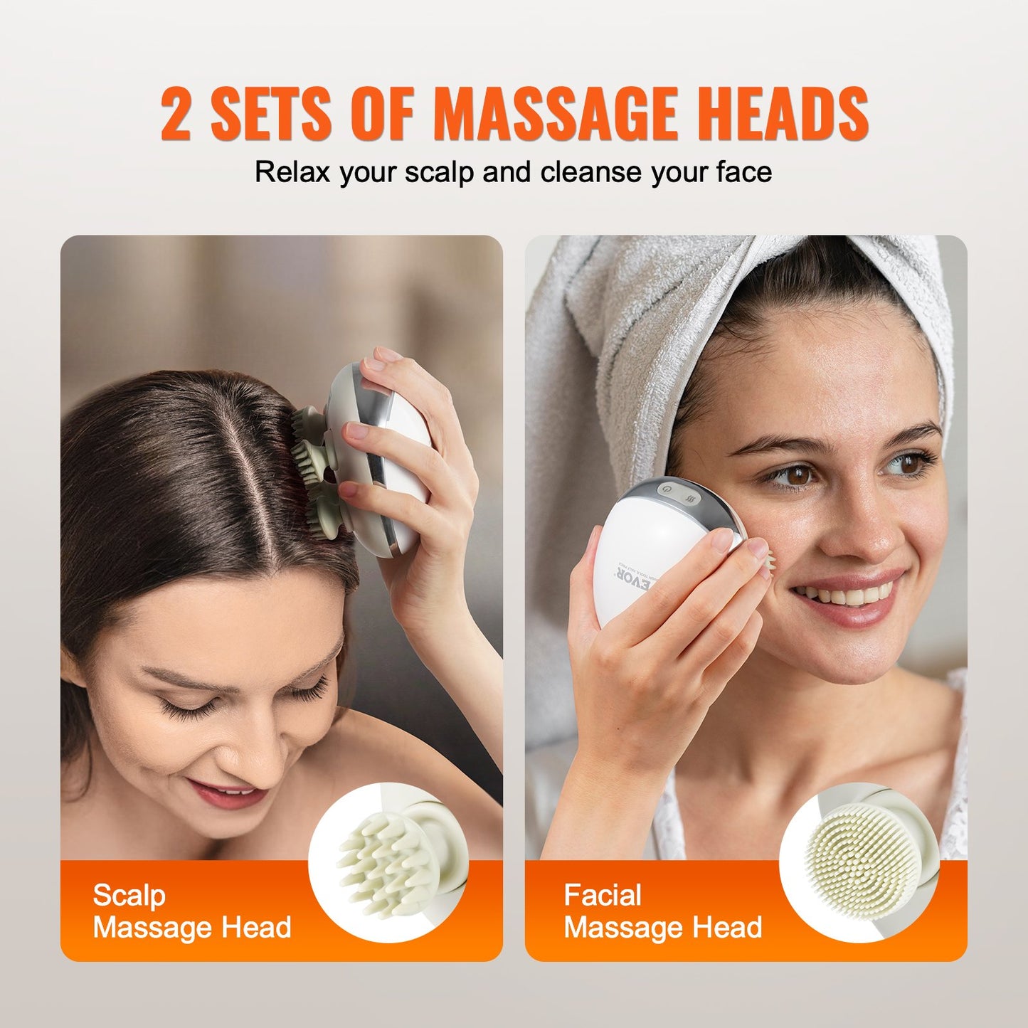 2-in-1 massage head set for scalp health and facial massage therapy